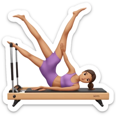girl doing reformer Pilates stretching sticker