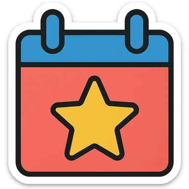 calendar page with a star, minimal color icon style sticker