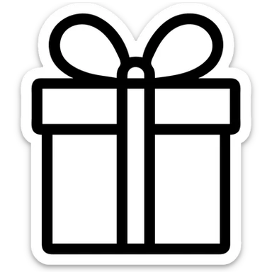 white present with ribbon, modern minimalistic icon style sticker