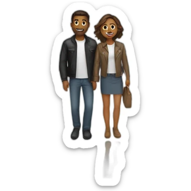  couple white in airport sticker