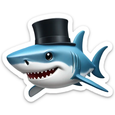 Shark with a top hat sticker