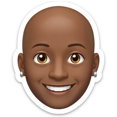 bald dark-skinned male with stud earrings sticker