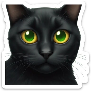 black cat with round golden green eyes smoking a cigarette looking devious sticker