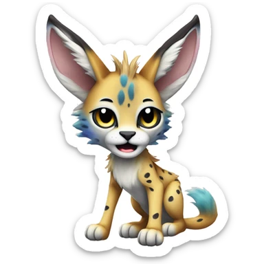 Cute Kawaii Cool Edgy Epic Ethereal Sparkly Colorful Sergal-Serval-Caracal-Vernid full body sticker