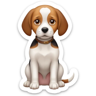 White adult beagle sitting sticker