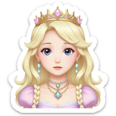 Gorgeous beautiful pretty anime princess lady, accessories, jewelries, pastelcore, cottagecore, fairycore, elegant sticker