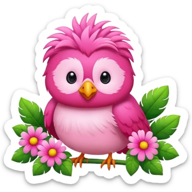 A cute pinky bird taking some beautiful flowers  sticker