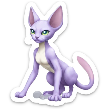 Anthro Mewtwo-Cat-Sphynx-FurSona-Fakemon Nebula Full Body sticker