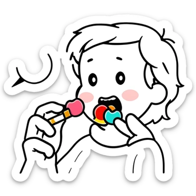 Opening your mouth to eat candy from someone’s hands sticker