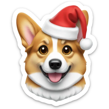 Corgi is wearing Santa hat  sticker