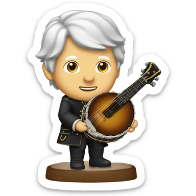 Wolfgang Mozart chibi standing young 5-string banjo sticker