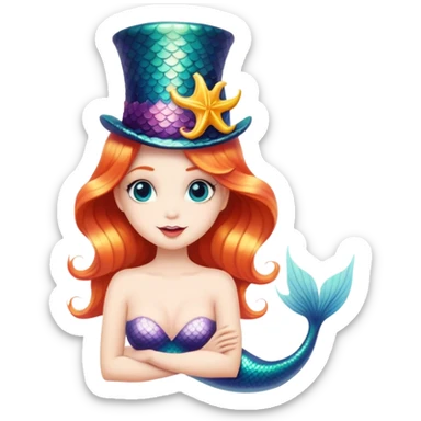a mermaid with a top hat sticker