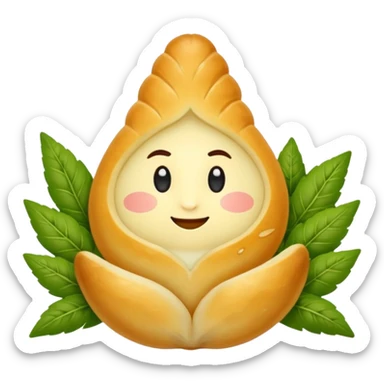 Georgian cuisine avatar in bright emoji-style illustration. Khachapuri and herbs, rich golden and green colors, simple shapes, flat design, strong character. Without human sticker