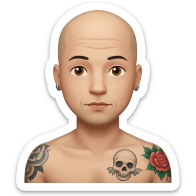 tatooed bald man  sticker