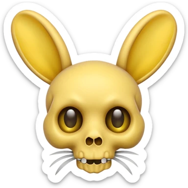 skull and bones yellow with rabbits ears kawai sticker