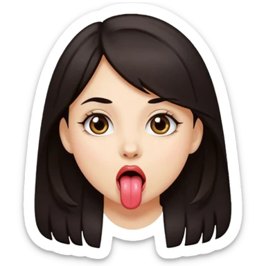 Girl dark hair sticking tongue out  sticker