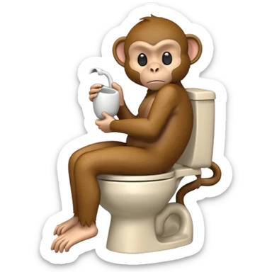 monkey pooping on toilet sticker