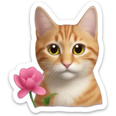 Cat kiss flower sticker
