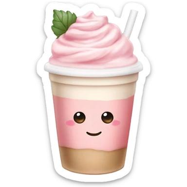 Cute light Pink strawberry latte macchiato sticker