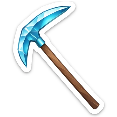 Minecraft diamond pickaxe with brown handle sticker