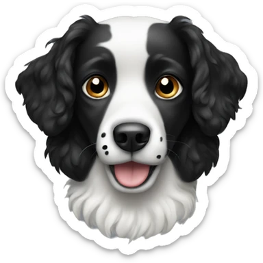 Black and white dog with spots on its nose, wavy fur sticker