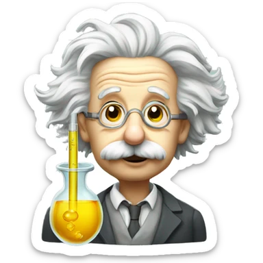 albert einstein with test tube sticker