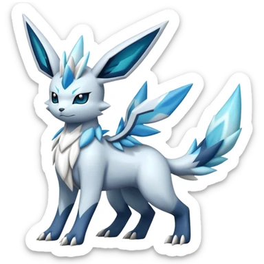 Fluffy Kyurem-Glaceon-dialga-hybrid, full body sticker