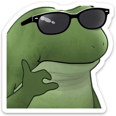 bufo frog meme style, bufo at a tropical beach, palm tree, 'out of office' sign in the sand sticker