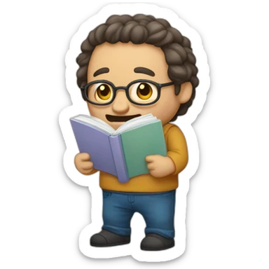 leon antropomorfisado de cuerpo completo con un libro en sus manos sticker