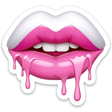Only white paint dripping off small Floating pink glossy lip sticker