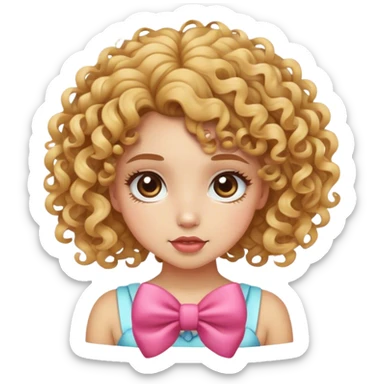 curly hair girl wearing bow sticker