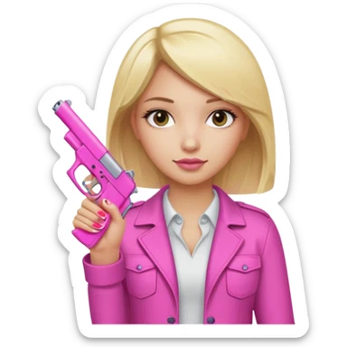 Rican  Girl blonde hair hand pink nails holding pink gun sticker