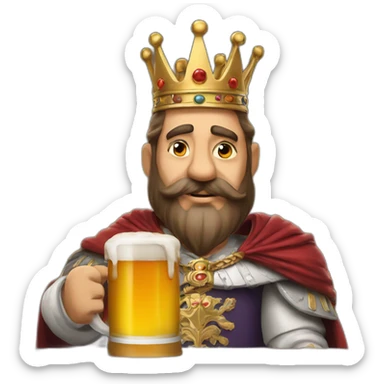 King with a beer and a label which says "sabia decision" sticker