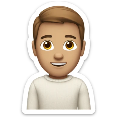 White guy with brown hair with white sweater  sticker