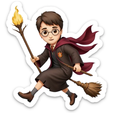 Harry potter flying on a broomstick sticker