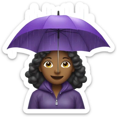 Black women with purple umbrella in the rain sticker