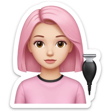 woman at the hairdressers with light pink clothes sticker