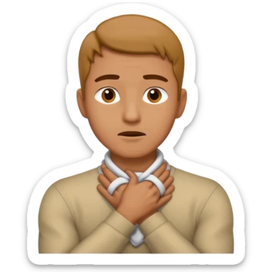 Man with hands gripped around NECK crossed like he is choking sticker