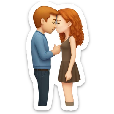 Brown hair girl kissing ginger guy sticker