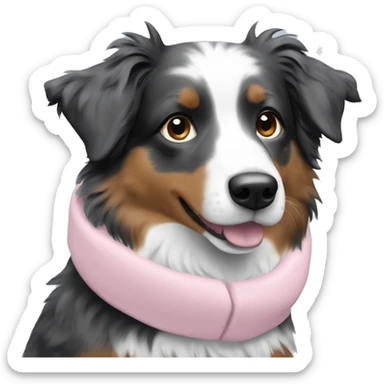 Mini Australian Shepherd with light pink snow gear sticker