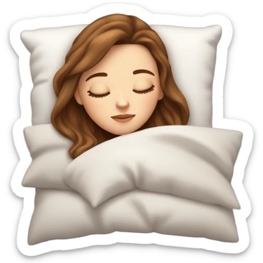 White girl with frekles Brown straight hair sleeping peacfully on a pillow  sticker