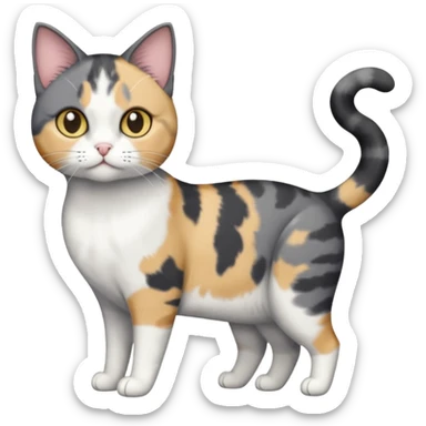 full body small short hair dark grey and white cat sticker