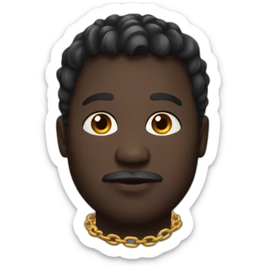 a man with dark skin, chubby face and gradient cut with a chain around his neck sticker