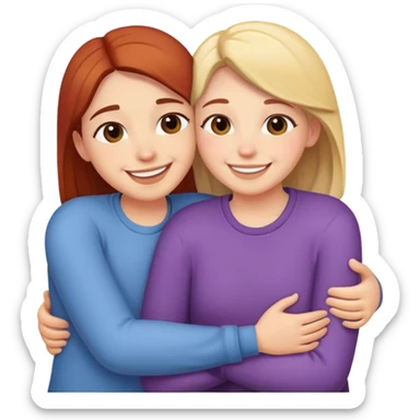 Super happy best friends hugging sticker