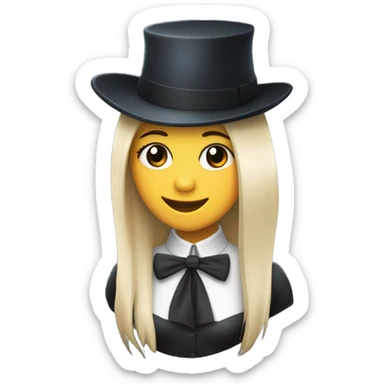 girl with top hat and a shark fin sticker