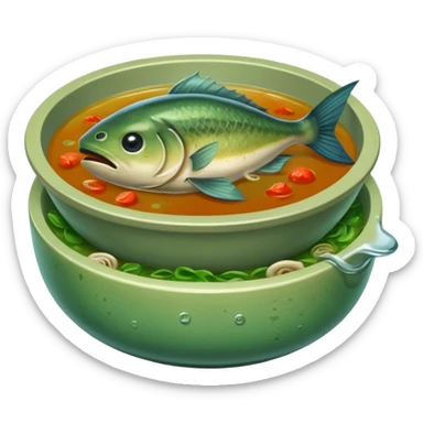disgusting watery soup, fish head floating sticker