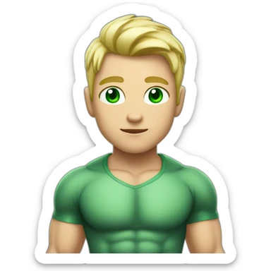 Muscular boy with green eyes and shirt off, blond hair  sticker