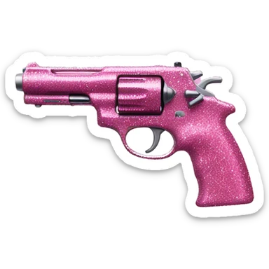 pink gun glittery  sticker