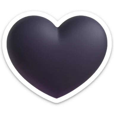 rubber black heart icon, matte finish, soft edges, 3D look sticker