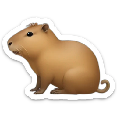 Un capybara tenant une fleur de douche et utilisant son téléphone de couleur blanc sticker